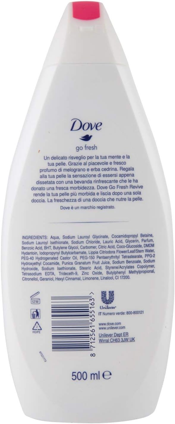 Dove Go Fresh Pomegranate And Lemon Verbena Scent Revive Body Wash, 500 ml - min order 10 units