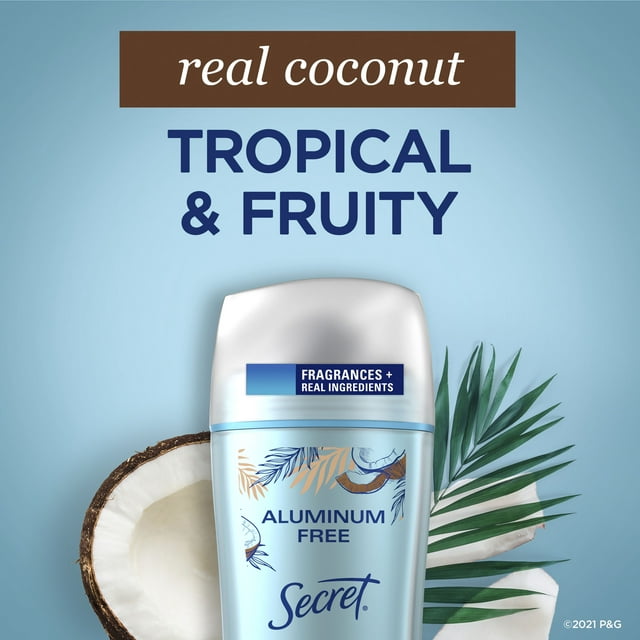 Secret Aluminum Free Deodorant for Women, Coconut, 2.4 oz - min Order 10 units