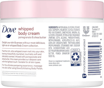 Whipped Body Cream Dry Skin Moisturizer Pomegranate and Shea Butter Nourishes Deeply 283g By Dove